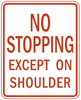 US street sign no stopping except on shoulder clip art